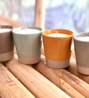 Candle Ceramic Pottery Pastels, set of 4